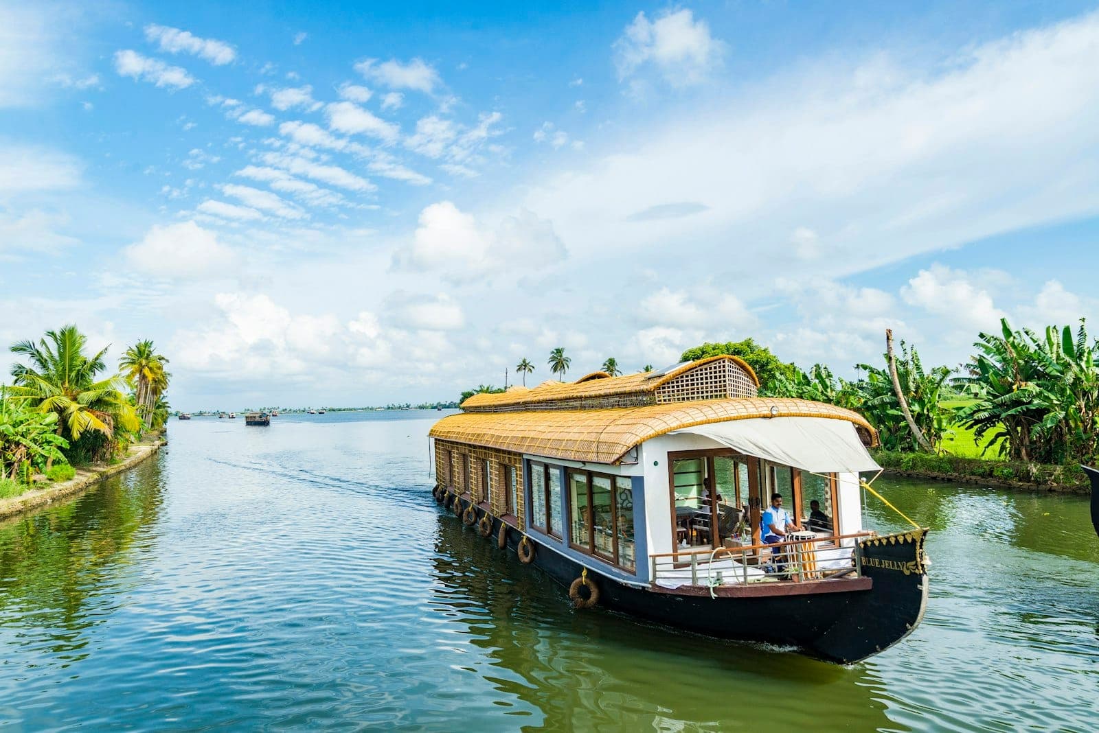 Traditional houseboat on the Kerala backwaters